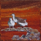 <h5>Sunset Beach Scene by Gloria Scanlen</h5><p>The colour of the background fabric inspired this quilt. It reminded me of mud flats at low tide in the sunset.                                                   </p>