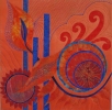 <h5>Jaffa by Sandy Briggs</h5><p>Exploring ideas of using curves and circles. The background fabric is painted onto calico.                                                   </p>